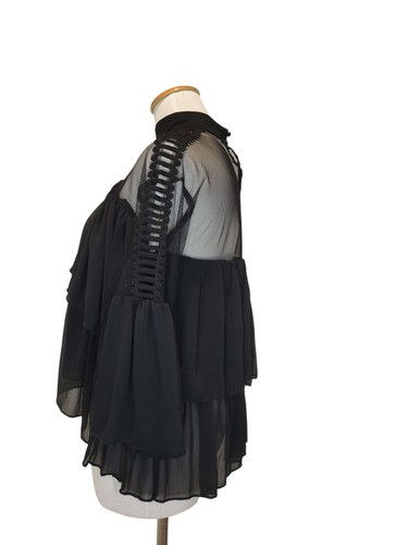 Blusa De Colección INA Negra Transparente Volantes Bruja Gótica Caprichosa Hada Vampiro 8 - Imagen 13 de 22