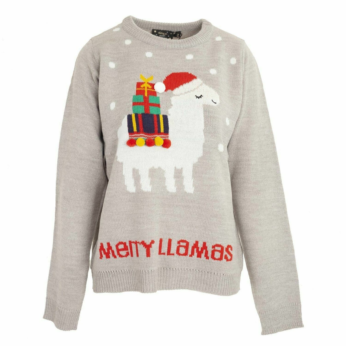 BAVE SOUL WOMENS LLAMA GREY CHRISTMAS JUMPER NEW SIZE S FREE UK POSTAGE