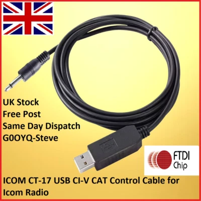 G0OYQ ICOM CT17 USB Programming CAT Cable IC-706 MKIIG IC-756 PRO IC-746 IC7600 IC7800