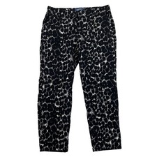 Old Navy Harper Mid Rise Cropped Pants Black Leopard Animal Print Size 4 Stretch