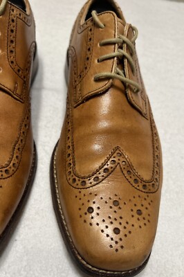 Cole Haan Air Giraldo Wingtip Derby Comfort Dress Shoes Men\'s 10.5 Tan Excellent Cole Haan Air Wingtip Derby Giraldo C09303 Tan Leather  main image 3