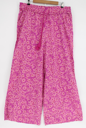 KNOX ROSE Pants Women's Size XL Pink Paisley Wide Leg Boho Drawstring Lounge