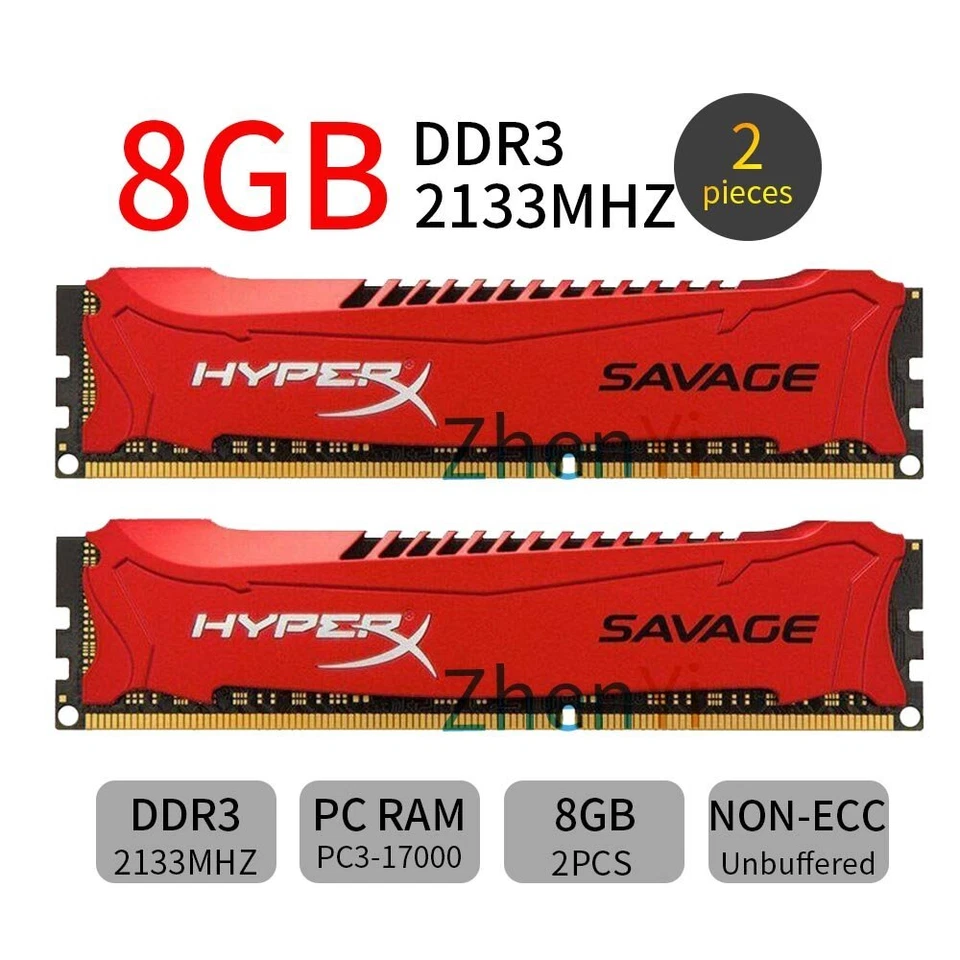 32GB 16GB 8GB 4GB DDR3 PC3-17000 2133Mhz OC Memoria RAM per HyperX SAVAGE Lot IT - Immagine 3 di 4