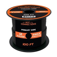12 Gauge Car Audio Primary Wire 100ft Black Remote, Power/Ground Electrical