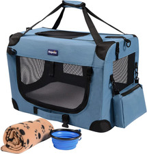 Portable Collapsible Dog Crate, Travel Dog Crate 24X17X17 with Soft Warm Blanket
