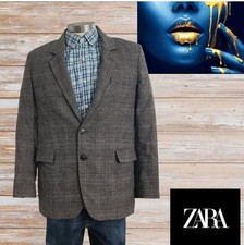 Zara Cappotto Sportivo Blazer Uomo Plaid Misto Cotone Due Bottoni Tg S