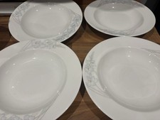 4er Set Wedgwood Suppenschalen Eisblume breiter Rand