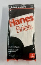 Vintage 90's 1992 Hanes Men's White Briefs Sz 42 3 Pack 100 Cotton Made In USA