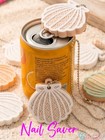 White Seashell Beach Nail Saver Soda Can Tab Opener Key Chain w/ Ball Chain — photo 3