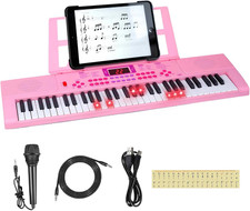 Kids Keyboard Piano, 61 Light-up Key Electric Piano Musical Learning Toy for Beg