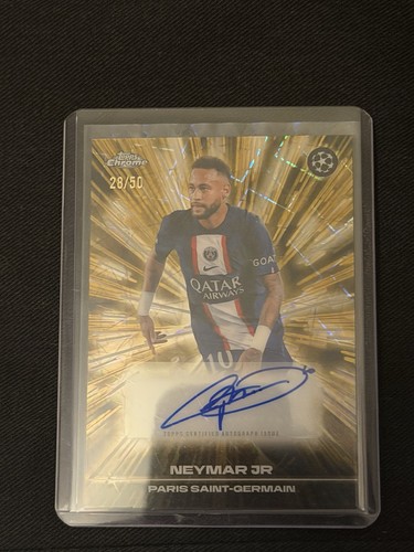 Neymar Jr [Black Gold] #BLA-NJ 2025 Topps Chrome UEFA Black Lazer Autograph /50