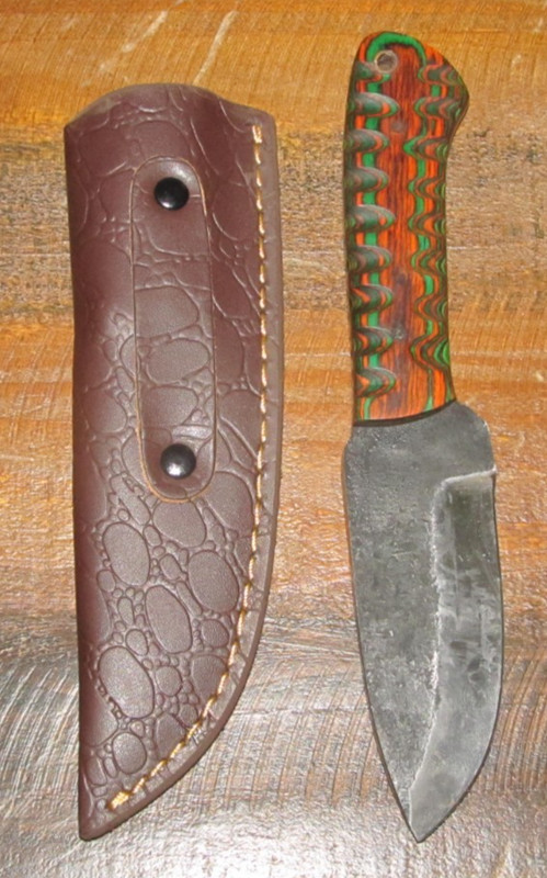 Forged Skinner Knife Damascus Mix Material Tactical Hunting Camping Belt Sheath