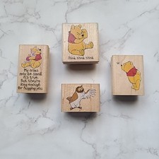 Rubber Stampede Wood Stamp Winnie The Pooh LOT of 4 Piglet, Owl A1214E, A1193D