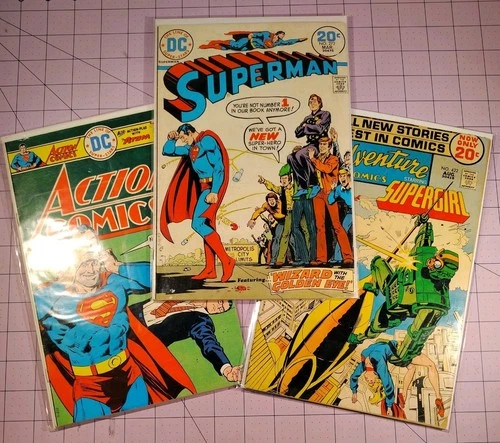 Vintage Superman Supergirl Comic Lot of 3 DC Action Adventure Comics