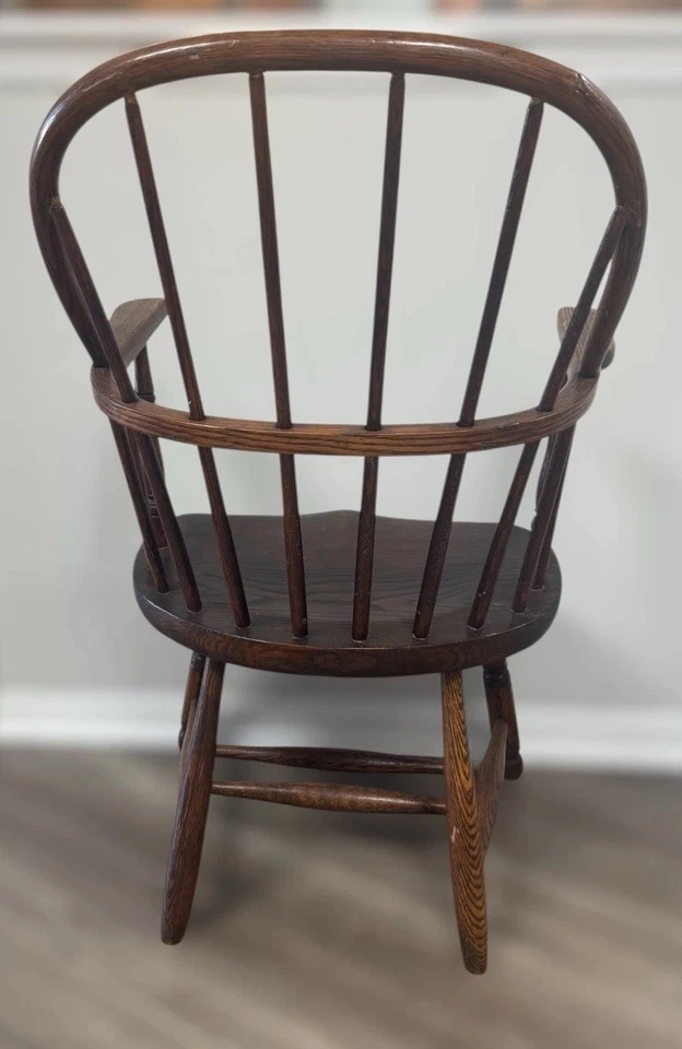 Antique Pennsylvania Windsor Sack-Back Armchair C. 1850 ~ Oak & Hickory - Image 4 of 4
