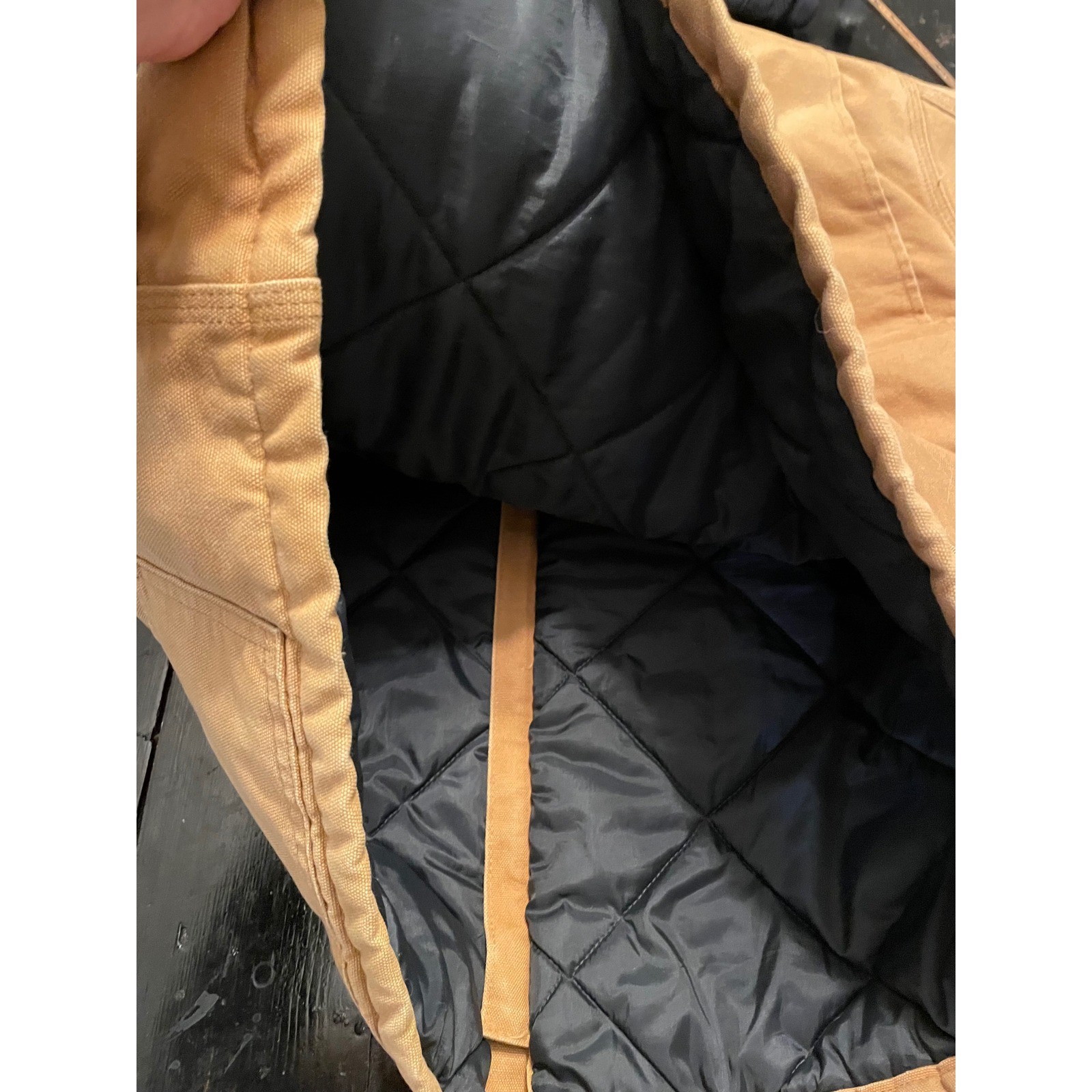 Carhartt Mens Duck Canvas Quilted Lined Hooded Work Jacket Tan USA Made X-Large thumbnail 7