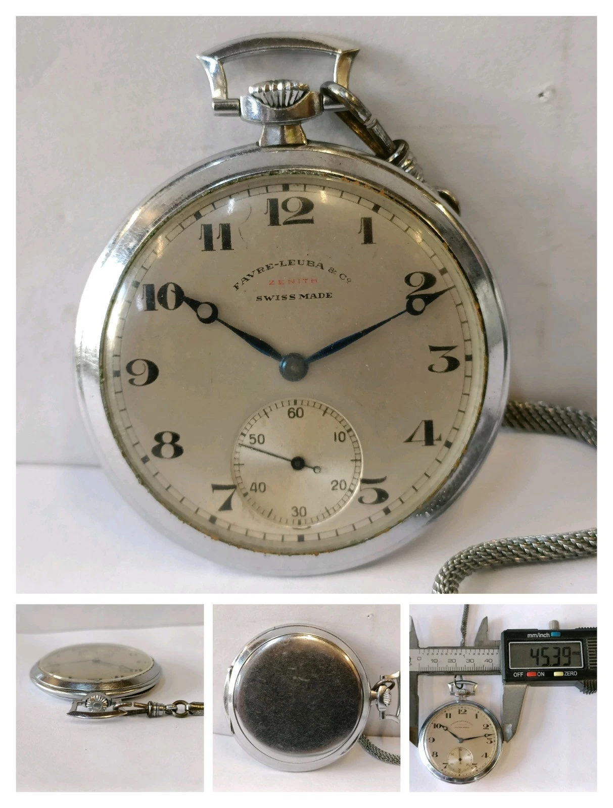 Zenith — POCKET WATCH FAVRE-LEUBA & CO. AND ZENITH WINDING SWISS MEN'S WORKING