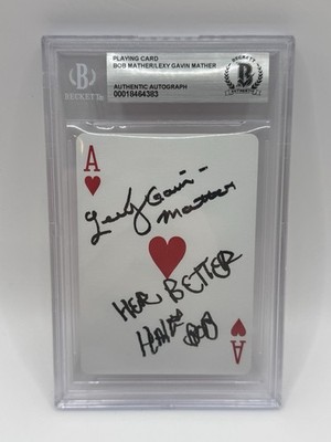 LEXY GAVIN-MATHER/BOB MATHER SIGNED WSOP POKER PLAYING CARD - BECKETT SLABBED