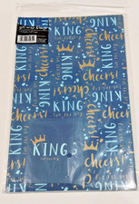 2 SHEETS/GIFT WRAP 2 TAGS "KING FOR THE DAY" BIRTHDAY FATHERS DAY LOVED ONE