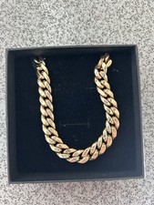 9ct Solid Gold Curb Cuban Links Bracelet 8.5”, 10mm Width, 3mm Thick, 17.7g