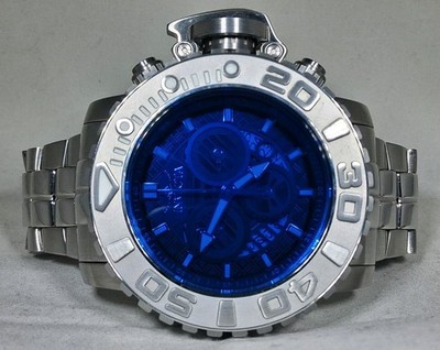 Invicta Sea Hunter Blue Tinted Crystal Swiss Quartz Stainless Steel Watch 32642