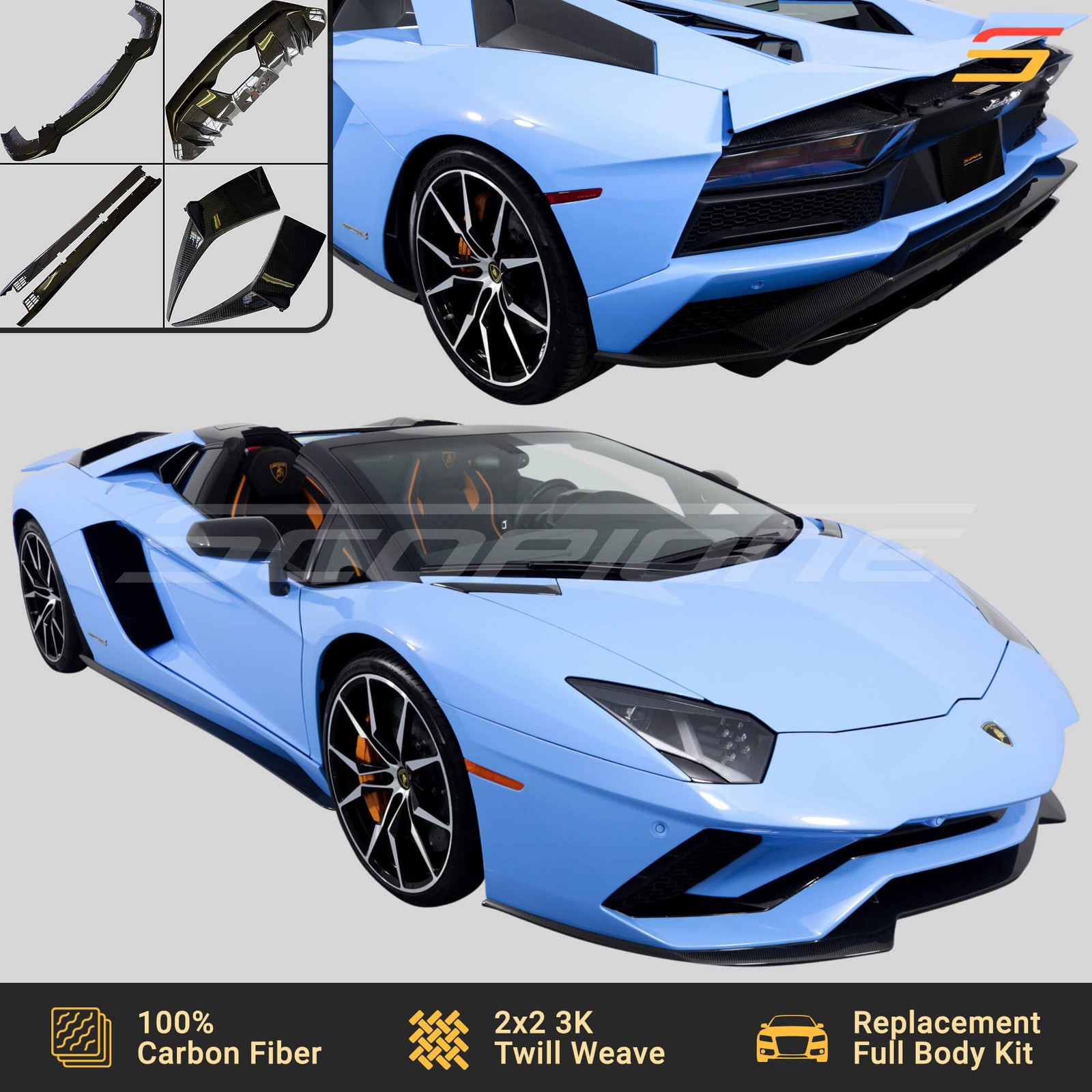 Scopione Carbon Fiber Full Body Kit for Lamborghini 18-21 Aventador S LP740-4