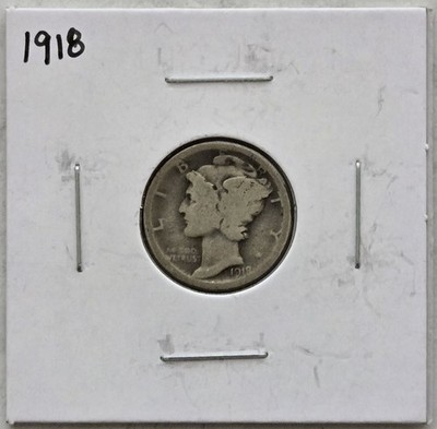 1918-P Mercury Silver Dime - 90% SILVER - Free Shipping!