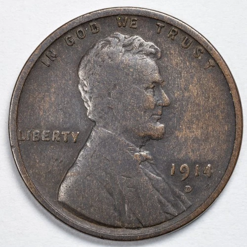 1914-D Lincoln Wheat Penny Cent Denver Mint Fine (F)