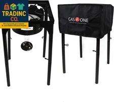 Gasone Propane Burner with Cover 200, 000-BTU Brewing Burner with Adjustable Hei