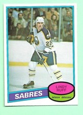 (1) LINDY RUFF 1980-81 O-PEE-CHEE # 319 SABRES  ROOKIE EX-MT  CARD (N1063). rookie card picture
