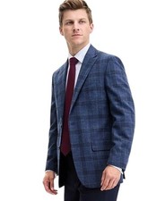 Tommy Hilfiger Mens Modern fit Sport Coat Blazer 36 R Navy Blue Check