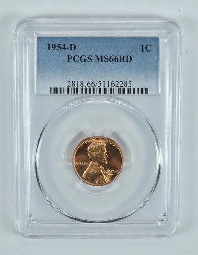 1954-D Lincoln Wheat Cent MS66 RD PCGS Blue Label