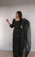 Presenting Natural Crep Silk Black Salwar Kameez With Dupatta For Festival Wear