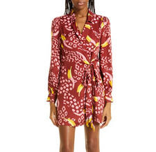 Farm Rio Toucanissimo Long Sleeve Print Beaded Tie Dress  Sz XS *927  