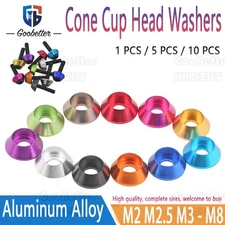M2-M8 Colors Aluminum Alloy Cone Cup Head Washers Gasket Fit for Bolts & Screws