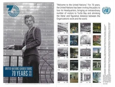 UN 2022 NY PERSONALIZED SHEET USED 70 YEARS OF GUIDED TOURS (S-108)