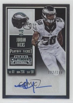 2015 Panini Contenders Playoff Ticket /199 Jordan Hicks #286 Rookie Auto RC n1u