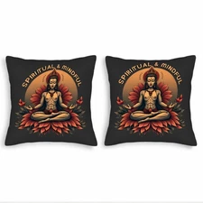 Set of 2 18x18in Throw Pillow Covers - Serene Design with Spiritual Tranquility