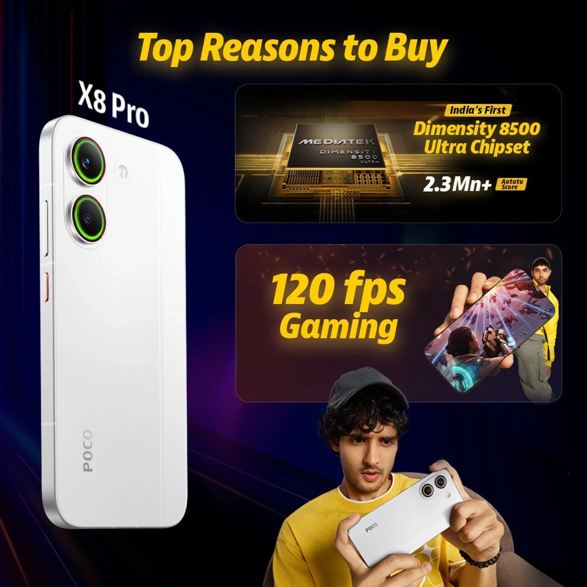 POCO X8 Pro (White, 256 GB 8GB RAM) Dimensity 8500-Ultra 6.59