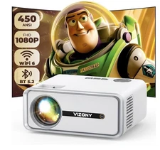 Mini  Portable Projector with WiFi and Bluetooth 450ANSI 1080P FHD Display+Zoom