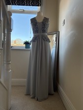 Dynasty London Beaded Grey Maxi Dress Size 10 Prom Evening NWT