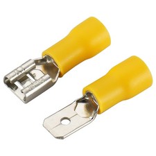 Baomain 1/4" Female Male Spade Connectors 12-10 AWG Insulated Crimp Yellow