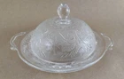 VTG Anchor Hocking "Sandwich, Crystal" round covered butter cheese dish RETIRED