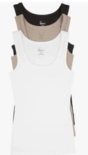 Felina 3 Pack Ribbed Tank Womens  Black/White/Brown Size L (E20/3)