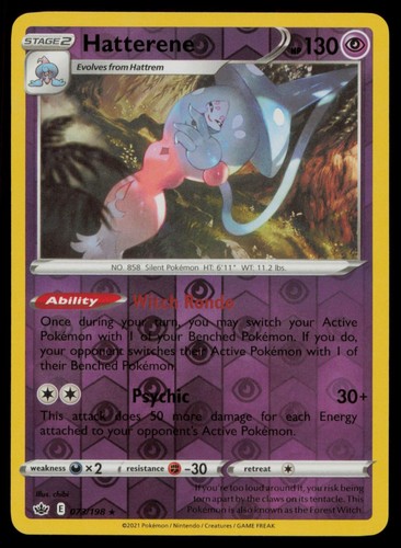 HATTERENE 073/198 R CHILLING REIGN POKEMON REVERSE HOLO NM