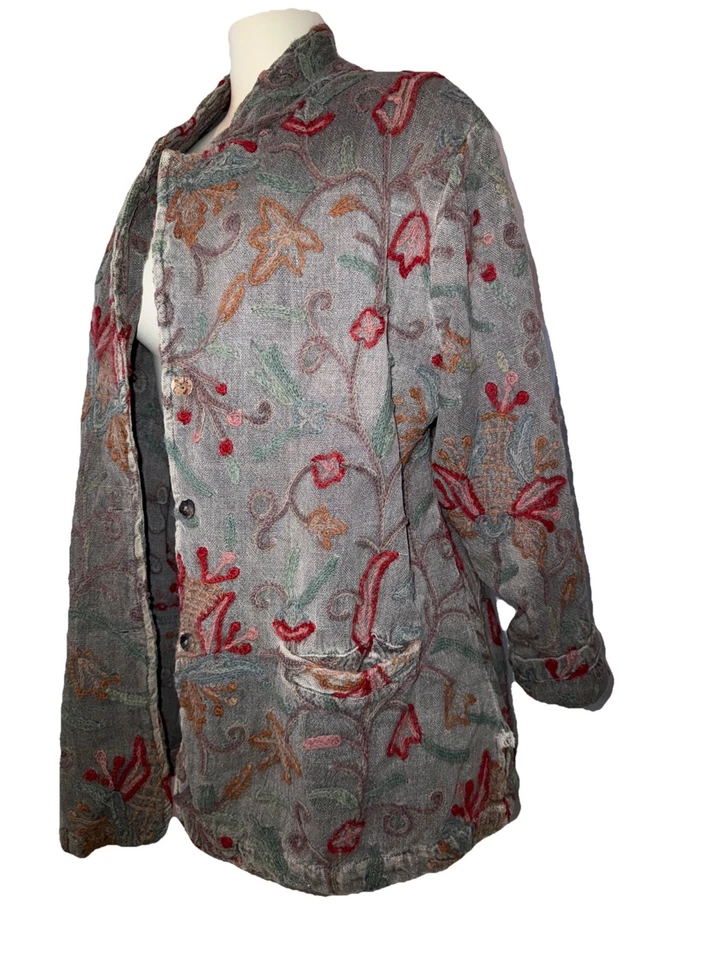 Chaqueta floral elevada acolchada de algodón CITRON Santa Monica talla M botón vintage Foto 3 de 4