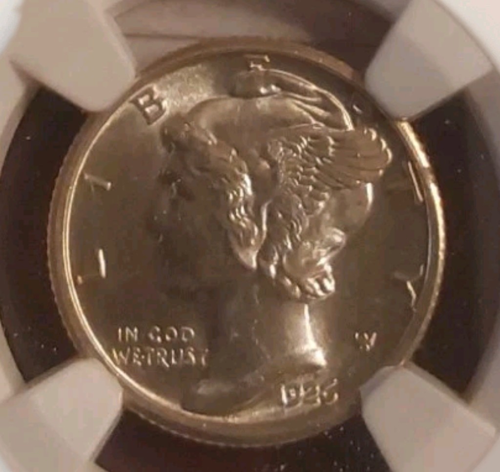 1926 Mercury Silver Dime 10C WingTip US Coin Brilliant White NGC MS64 Full Bands