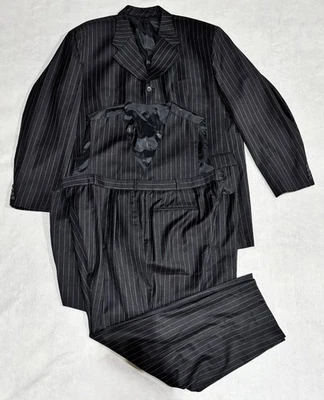 Vtg Hugo Boss Made in Italy 3 Piece Striped Suit Tariq Fitwell Kuwait Mens 54R - Image 1 of 4