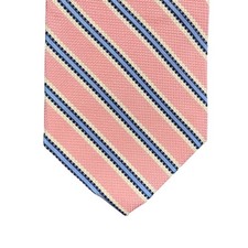 Brooks Brothers Pink Blue Striped Silk Tie Made in USA Italian Fabric