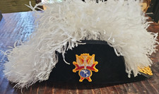 Vintage Knights Of Columbus Hat Bicorn Chapeau Ostrich Plume 4th Degree 7 1/4"